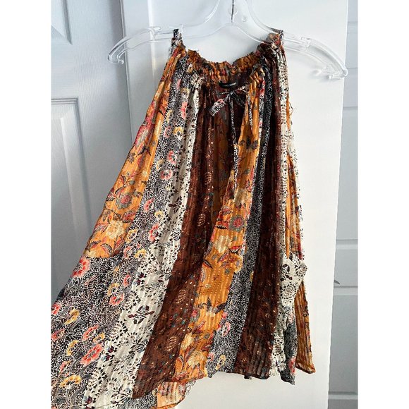 Isabel Marant Orange Printed Silk Patchwork Top, size 36 - Picture 2 of 16